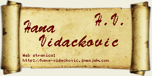 Hana Vidačković vizit kartica